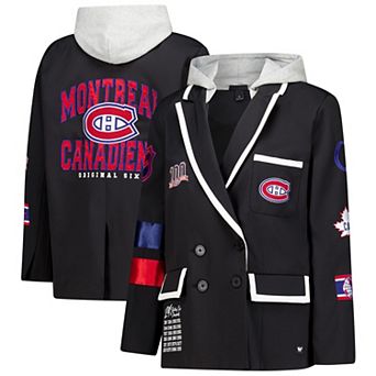 Women's The Wild Collective Black Montreal Canadiens Original 6 Hooded Blazer