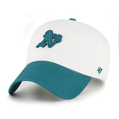 Men's '47 White/Teal Athletics Contemporary Tonal Clean Up Adjustable Hat