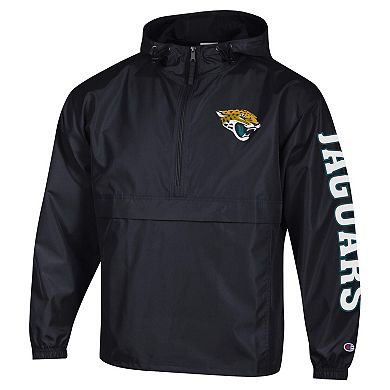 Men's Champion Black Jacksonville Jaguars Packable Windbreaker Half-Zip Jacket