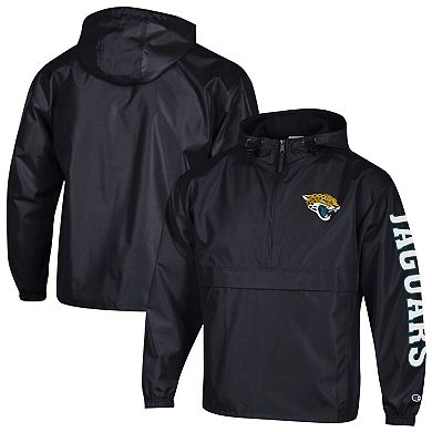 Men's Champion Black Jacksonville Jaguars Packable Windbreaker Half-Zip Jacket