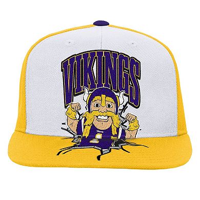 Youth Mitchell & Ness White Minnesota Vikings Team Mascot Snapback Hat
