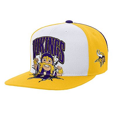 Youth Mitchell & Ness White Minnesota Vikings Team Mascot Snapback Hat