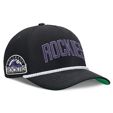 Men's Nike Black Colorado Rockies Cooperstown Collection Rise Adjustable Hat