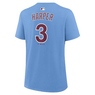 Women's Nike Bryce Harper Light Blue Philadelphia Phillies Name & Number T-Shirt