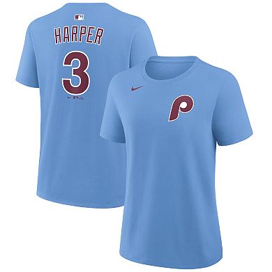 Women's Nike Bryce Harper Light Blue Philadelphia Phillies Name & Number T-Shirt