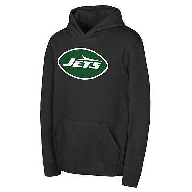 Youth Black New York Jets Team Logo Pullover Hoodie