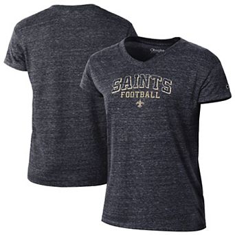 Women's Champion Black New Orleans Saints Triumph Tri-Blend V-Neck T-Shirt