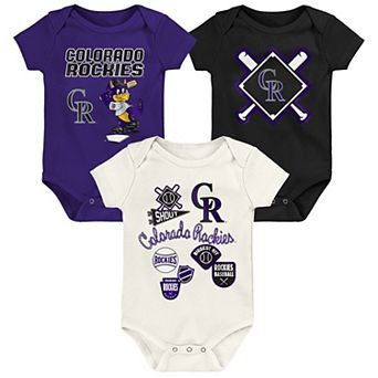 Newborn Outerstuff Colorado Rockies Home Plate 3 pc Creeper Set