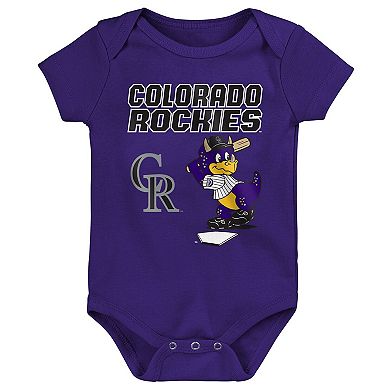 Newborn Outerstuff Colorado Rockies Home Plate 3-Piece Creeper Set