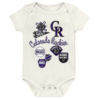 Newborn Outerstuff Colorado Rockies Home Plate 3-Piece Creeper Set