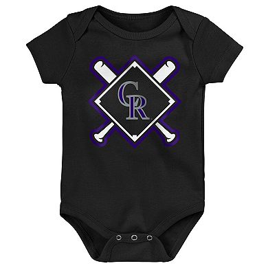 Newborn Outerstuff Colorado Rockies Home Plate 3-Piece Creeper Set