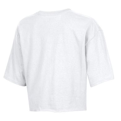 Women's Champion White Houston Texans Boyfriend Cropped T-Shirt