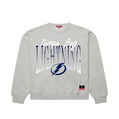 Women's Mitchell & Ness Heather Gray Tampa Bay Lightning Hockey Night Sweatshirt