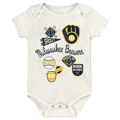Infant Outerstuff Milwaukee Brewers Home Plate 3-Piece Creeper Set