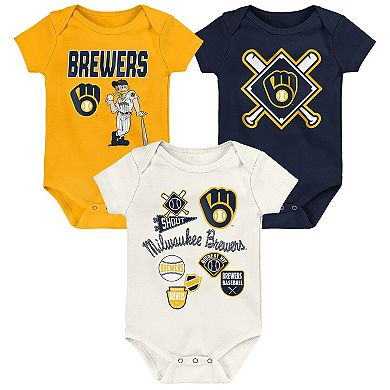 Infant Outerstuff Milwaukee Brewers Home Plate 3-Piece Creeper Set