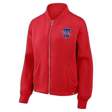 Women's Fanatics Red Philadelphia Phillies Oversized Rage Against Full-Zip Jacket
