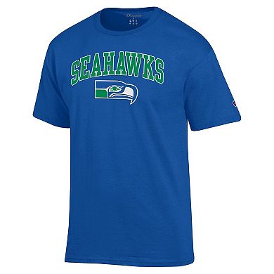 Men's Champion Royal Seattle Seahawks Arch Over Logo T-Shirt