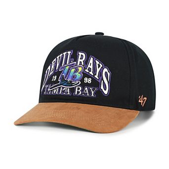 Men's '47 Black/Brown Tampa Bay Rays Cooperstown Break Wood Suede Hitch Adjustable Hat