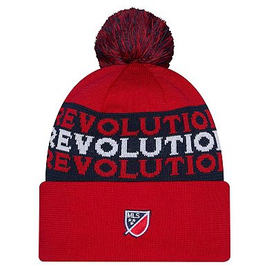 Men's New Era Red New England Revolution 2026 Jersey Hook Cuffed Knit Hat with Pom