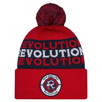 Men's New Era Red New England Revolution 2026 Jersey Hook Cuffed Knit Hat with Pom