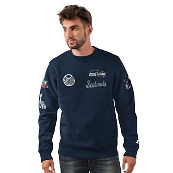 Men's Starter College Navy Seattle Seahawks Two-Time Super Bowl Champions Classic Fleece Sweatshirt