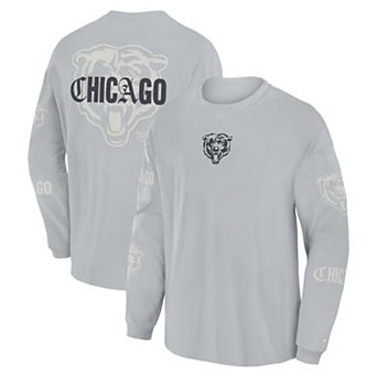 Men's Fanatics Gray Chicago Bears Oversized Type Play Long Sleeve T-Shirt