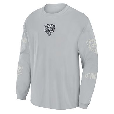 Men's Fanatics Gray Chicago Bears Oversized Type Play Long Sleeve T-Shirt