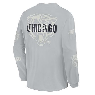 Men's Fanatics Gray Chicago Bears Oversized Type Play Long Sleeve T-Shirt