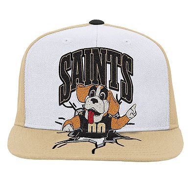 Youth Mitchell & Ness White New Orleans Saints Team Mascot Snapback Hat