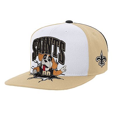 Youth Mitchell & Ness White New Orleans Saints Team Mascot Snapback Hat