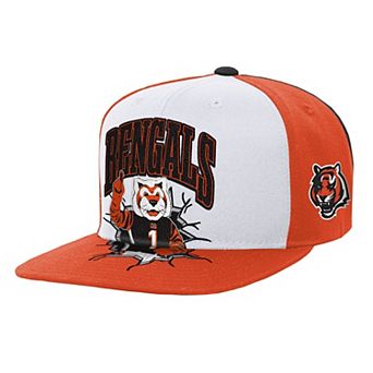 Youth Mitchell & Ness White Cincinnati Bengals Team Mascot Snapback Hat