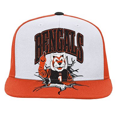 Youth Mitchell & Ness White Cincinnati Bengals Team Mascot Snapback Hat