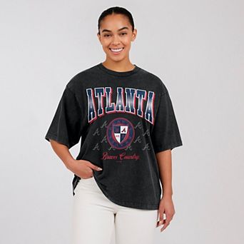 Women's WEAR by Erin Andrews Black Atlanta Braves Oversized Boyfriend T-Shirt