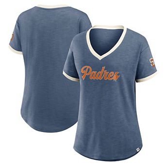 Women's Fanatics Navy San Diego Padres Cooperstown Collection Vintage Play��� V-Neck T-Shirt