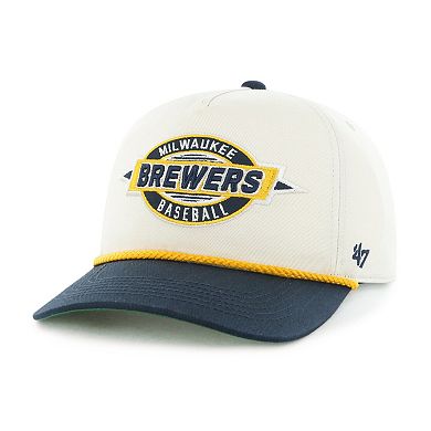 Youth '47 Natural/Navy Milwaukee Brewers Frame Out Hitch Adjustable Hat