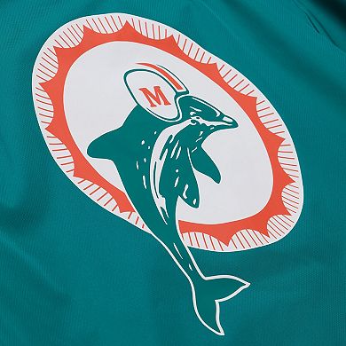 Men's Mitchell & Ness Aqua Miami Dolphins Coaches Full-Snap Hooded Windbreaker Jacket