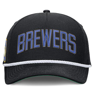 Men's Nike Black Milwaukee Brewers Cooperstown Collection Rise Adjustable Hat