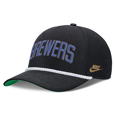 Men's Nike Black Milwaukee Brewers Cooperstown Collection Rise Adjustable Hat
