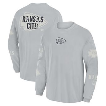 Men's Fanatics Gray Kansas City Chiefs Oversized Type Play Long Sleeve T-Shirt