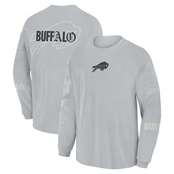 Men's Fanatics Gray Buffalo Bills Oversized Type Play Long Sleeve T-Shirt