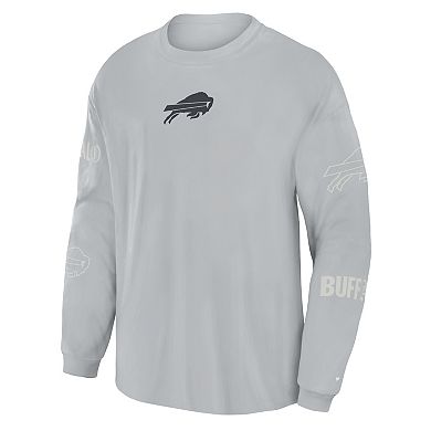 Men's Fanatics Gray Buffalo Bills Oversized Type Play Long Sleeve T-Shirt