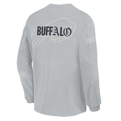 Men's Fanatics Gray Buffalo Bills Oversized Type Play Long Sleeve T-Shirt