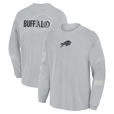 Men's Fanatics Gray Buffalo Bills Oversized Type Play Long Sleeve T-Shirt
