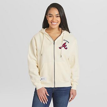 Women's WEAR by Erin Andrews Cream Atlanta Braves Full-Zip Hoodie