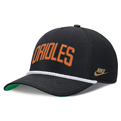 Men's Nike Black Baltimore Orioles Cooperstown Collection Rise Adjustable Hat