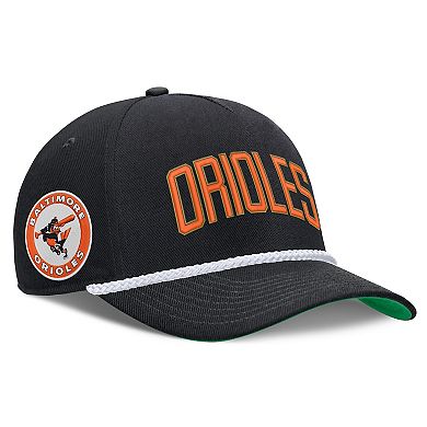 Men's Nike Black Baltimore Orioles Cooperstown Collection Rise Adjustable Hat