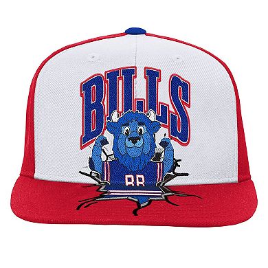 Youth Mitchell & Ness White Buffalo Bills Team Mascot Snapback Hat
