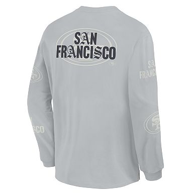 Men's Fanatics Gray San Francisco 49ers Oversized Type Play Long Sleeve T-Shirt