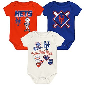 Newborn Outerstuff New York Mets Home Plate 3 pc Creeper Set