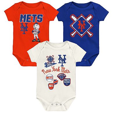 Newborn Outerstuff New York Mets Home Plate 3-Piece Creeper Set